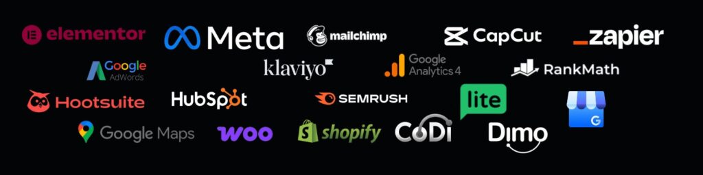 a graphic showing digital marketing tools used by professionals